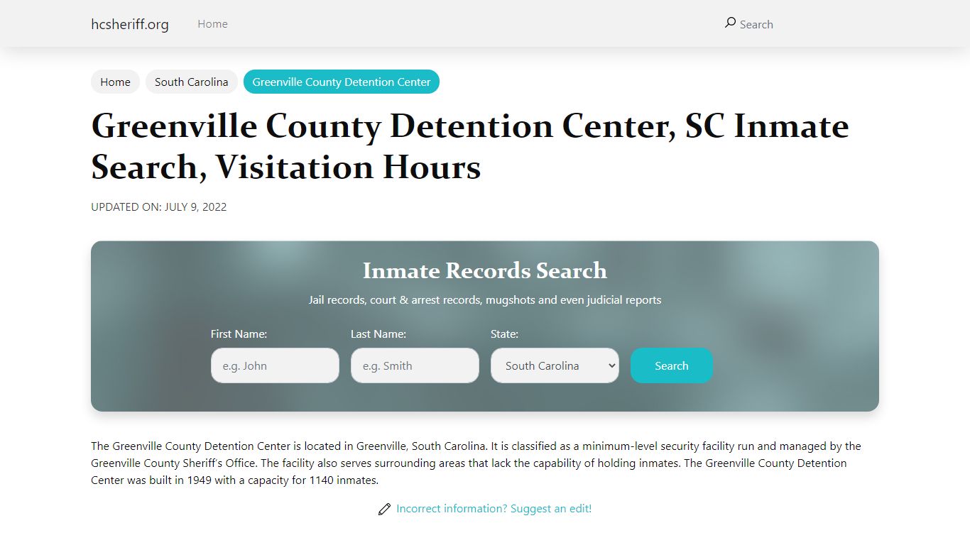 Greenville County Detention Center, SC Inmate Search ...